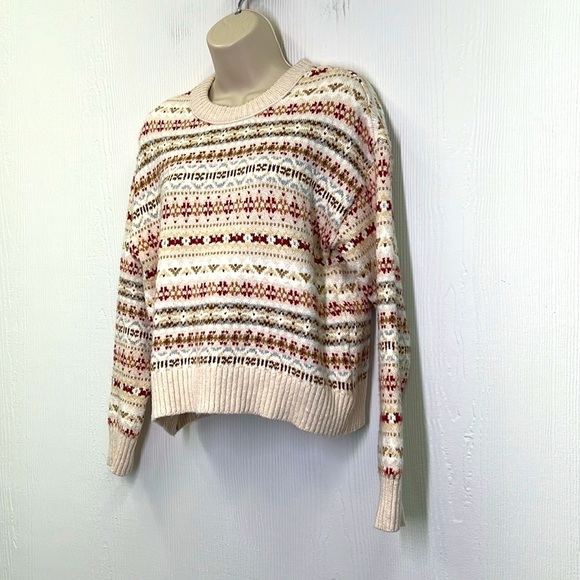 American Eagle - Fairisle Snowdrift Oatmeal Fun Design Crewneck Sweater Size XS - Picture 7 of 12